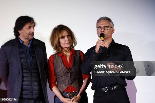 Serge Riaboukine Clementine Celarie and Jean-François Camilleri attend opening ceremony during Valenciennes Film Festival on March 21, 2018 in...