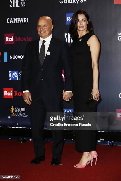 Luca Zingaretti and Luisa Ranieri walk the red carpet ahead of the 62nd David Di Donatello awards ceremony on March 21, 2018 in Rome, Italy.