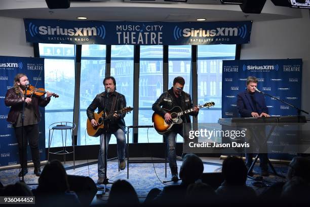 Recording Artists Donnie Reis, Larry Stewart, Tim Rushlow and Richie McDonald of The Frontmen perform at SiriusXM Nashville Studios at Bridgestone...
