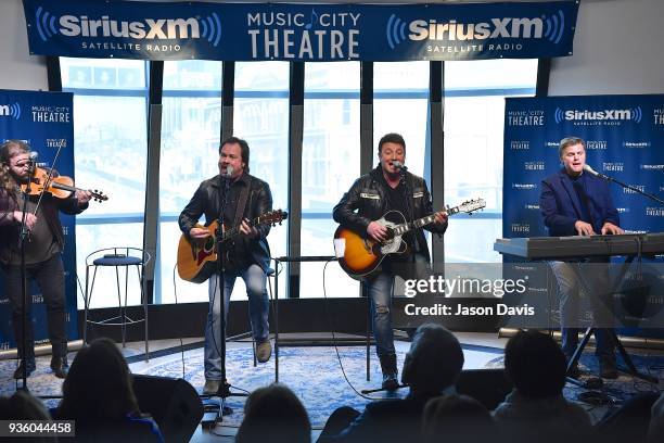 Recording Artists Donnie Reis, Larry Stewart, Tim Rushlow and Richie McDonald of The Frontmen perform at SiriusXM Nashville Studios at Bridgestone...