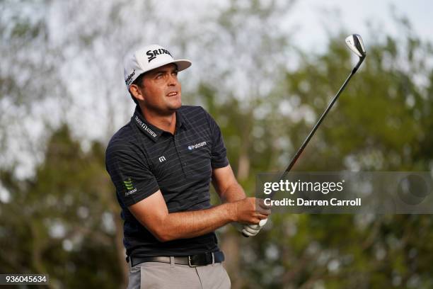 Keegan Bradley of the United States plays his shot from the 17th tee during the first round of the World Golf Championships-Dell Match Play at Austin...