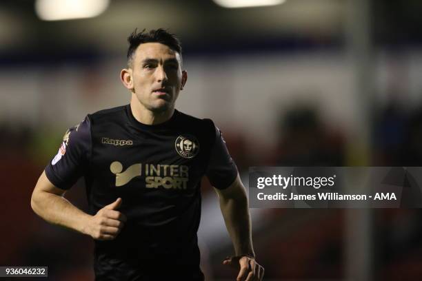 Gary Roberts of Wigan Athletic during the Sky Bet League One match between Wigan Athletic and Walsall at Banks' Stadium on March 23, 2018 in Walsall,...