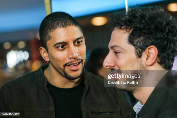 German singer Andreas Bourani and German actor Fahri Yardim during the 'jerks' premiere at Zoo Palast on March 21, 2018 in Berlin, Germany.