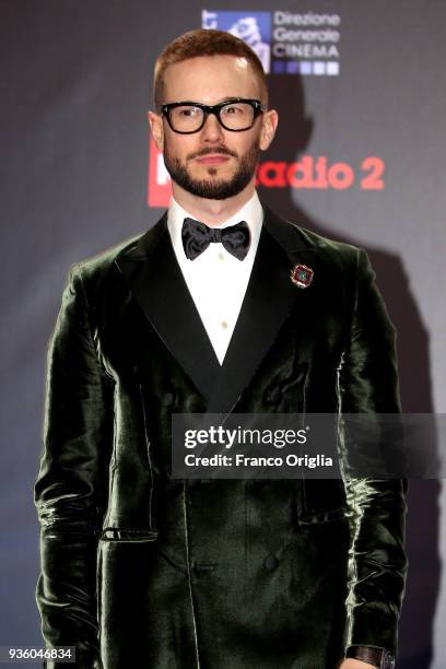 Paolo Stella walks a red carpet ahead of the 62nd David Di Donatello awards ceremony on March 21, 2018 in Rome, Italy.