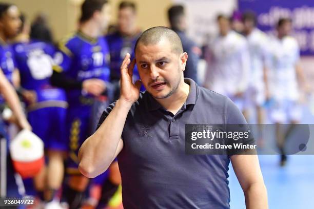 Massy coach Tarik Hayatoune during the Lidl Starligue match between Massy and Ivry on March 21, 2018 in Massy, France.