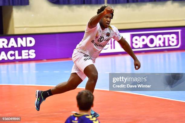 Yosdany Rios of Ivry celebrates a goal during the Lidl Starligue match between Massy and Ivry on March 21, 2018 in Massy, France.
