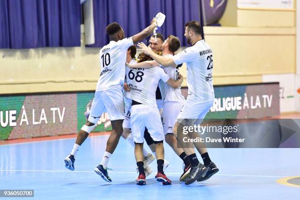 Ivry celebrate winning the Lidl Starligue match between Massy and Ivry on March 21, 2018 in Massy, France.