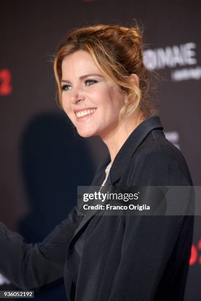 Elisabetta Pellini walks a red carpet ahead of the 62nd David Di Donatello awards ceremony on March 21, 2018 in Rome, Italy.