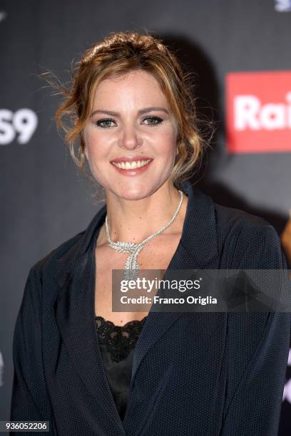 Elisabetta Pellini walks a red carpet ahead of the 62nd David Di Donatello awards ceremony on March 21, 2018 in Rome, Italy.