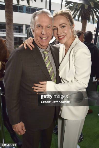 Henry Winkler and Sarah Goldberg attend the premiere of HBO's 'Barry' at NeueHouse Los Angeles on March 21, 2018 in Hollywood, California.
