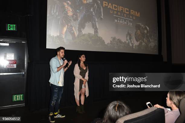 William Valdes and Vivian Fabiola speak at Universal Pictures hosts a Los Angeles Special Screening of Pacific Rim Uprising on Monday, March 19 with...