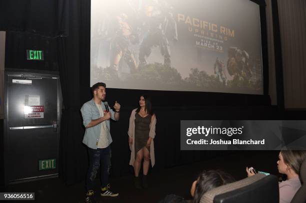 William Valdes and Vivian Fabiola speak at Universal Pictures hosts a Los Angeles Special Screening of Pacific Rim Uprising on Monday, March 19 with...