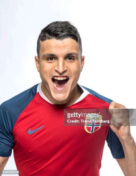 Mohamed Elyounoussi of Norway during the Men's National team NFF Photocall on March 20, 2018 in Oslo, Norway.