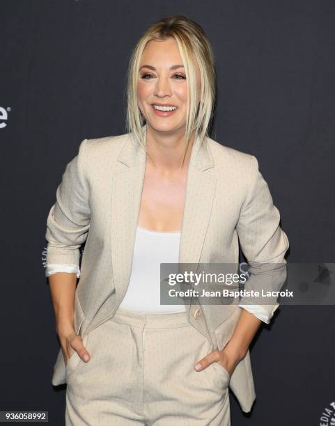 Kaley Cuoco attends the 2018 PaleyFest Los Angeles - CBS's 'The Big Bang Theory' And 'Young Sheldon' on March 21, 2018 in Hollywood, California.