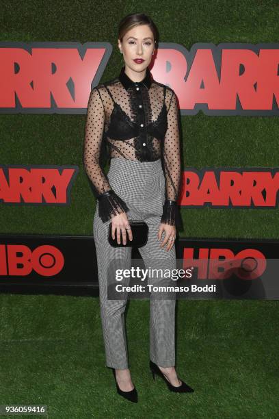 Amanda Crew attends the Premiere Of HBO's "Barry" at NeueHouse Hollywood on March 21, 2018 in Los Angeles, California.