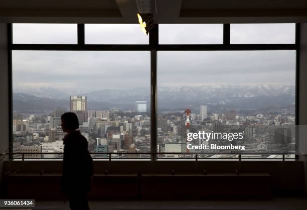 Buildings stand seen from an observatory in Kanazawa, Japan, on Tuesday March 20, 2018. Japan is scheduled to release February's Consumer Price Index...