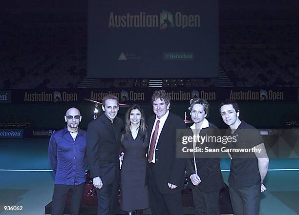 Paul Macnamee ant The band Invertigo pose for a picture at the launch of the 2002 Australian Tennis Open at Vodafone Arena in Melbourne, Australia....