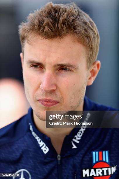 Sergey Sirotkin of Russia and Williams looks on in the Paddock during previews ahead of the Australian Formula One Grand Prix at Albert Park on March...