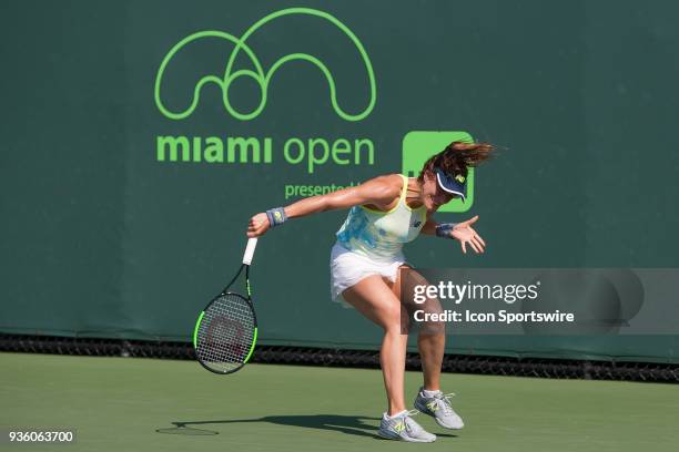 Key Biscayne, FL Nicole Gibbs competes during the qualifying round of the 2018 Miami Open on March 20 at Tennis Center at Crandon Park in Key...