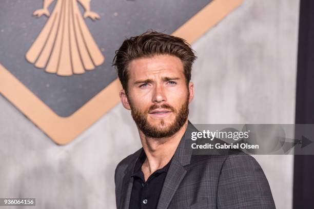 Scott Eastwood arrives to Universal's "Pacific Rim Uprising" premiere at TCL Chinese Theatre IMAX on March 21, 2018 in Hollywood, California.