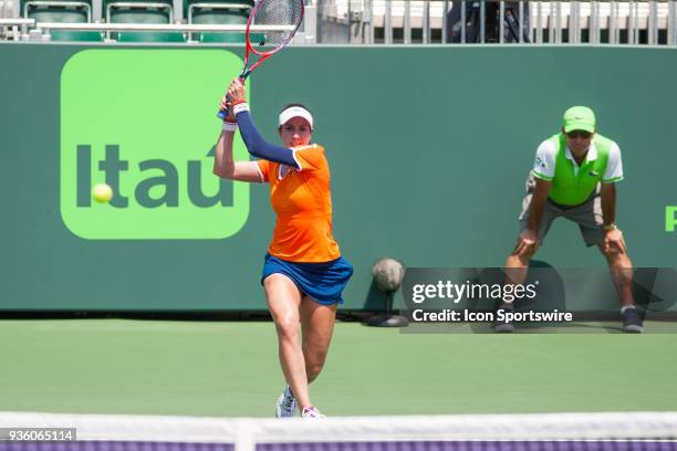 Key Biscayne, FL Christina Mchale competes during the qualifying round of the 2018 Miami Open on March 20 at Tennis Center at Crandon Park in Key...