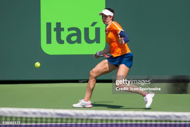 Key Biscayne, FL Christina Mchale competes during the qualifying round of the 2018 Miami Open on March 20 at Tennis Center at Crandon Park in Key...