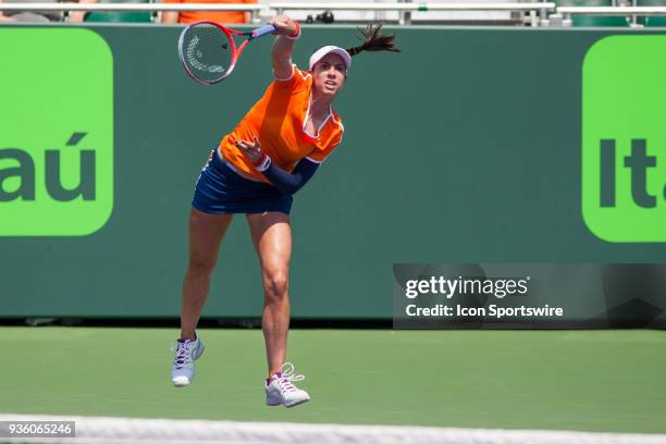 Key Biscayne, FL Christina Mchale competes during the qualifying round of the 2018 Miami Open on March 20 at Tennis Center at Crandon Park in Key...