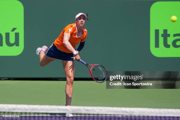 Key Biscayne, FL Christina Mchale competes during the qualifying round of the 2018 Miami Open on March 20 at Tennis Center at Crandon Park in Key...