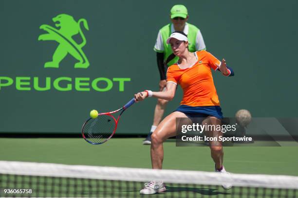 Key Biscayne, FL Christina Mchale competes during the qualifying round of the 2018 Miami Open on March 20 at Tennis Center at Crandon Park in Key...