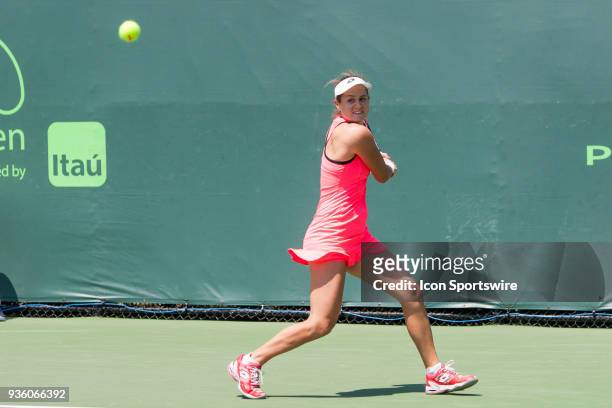 Key Biscayne, FL Jana Cepelova competes during the qualifying round of the 2018 Miami Open on March 20 at Tennis Center at Crandon Park in Key...
