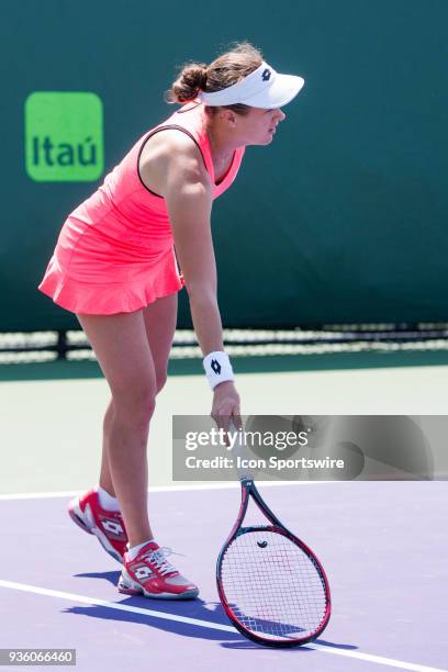 Key Biscayne, FL Jana Cepelova competes during the qualifying round of the 2018 Miami Open on March 20 at Tennis Center at Crandon Park in Key...