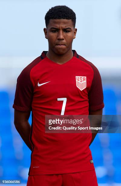 Nebiyou Perry of USA looks on prior to the international friendly match between France U20 and USA U20 at Pinatar Arena on March 21, 2018 in Murcia,...