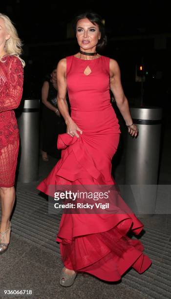 Lizzie Cundy seen attending OK! Magazine's 25th anniversary party at The View from the Shard on March 21, 2018 in London, England.