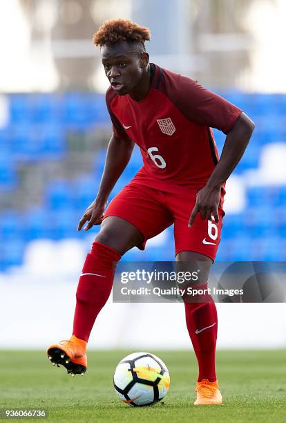 Chris Goslin of USA in action during the international friendly match between France U20 and USA U20 at Pinatar Arena on March 21, 2018 in Murcia,...