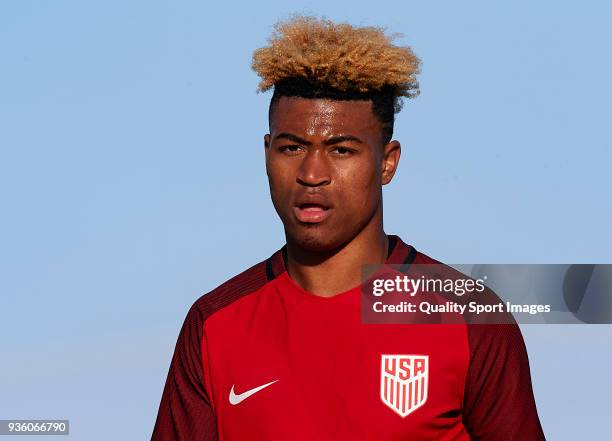 Chris Goslin of USA looks on during the international friendly match between France U20 and USA U20 at Pinatar Arena on March 21, 2018 in Murcia,...