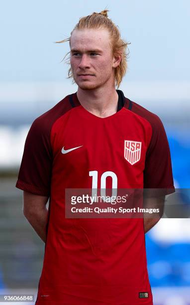 Andrew Carleton of USA looks on prior to the international friendly match between France U20 and USA U20 at Pinatar Arena on March 21, 2018 in...