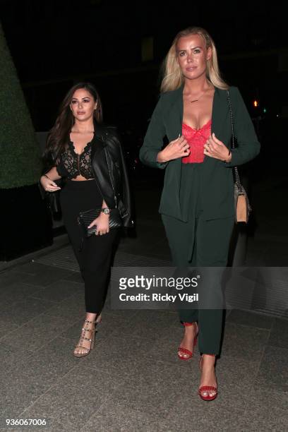 Courtney Green and Chloe Meadows seen attending OK! Magazine's 25th anniversary party at The View from the Shard on March 21, 2018 in London, England.