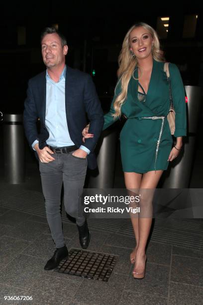 Dean Gaffney and Rebekah Ward seen attending OK! Magazine's 25th anniversary party at The View from the Shard on March 21, 2018 in London, England.