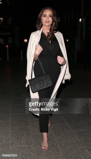 Amy Childs seen attending OK! Magazine's 25th anniversary party at The View from the Shard on March 21, 2018 in London, England.