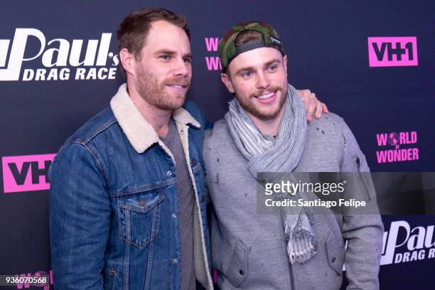 Gus Kenworthy and partner Matthew Wilkas attend "RuPaul's Drag Race" Season 10 Meet The Queens at TRL Studios on March 21, 2018 in New York City.