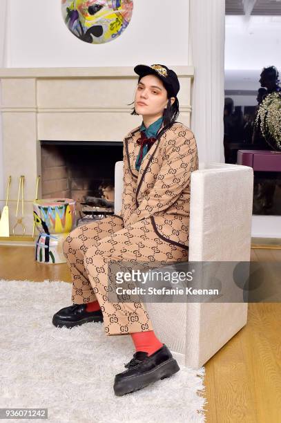 Soko attends FENDI x Flaunt Celebrate The New Fantasy Issue at Casa Perfect on March 21, 2018 in Beverly Hills, California.