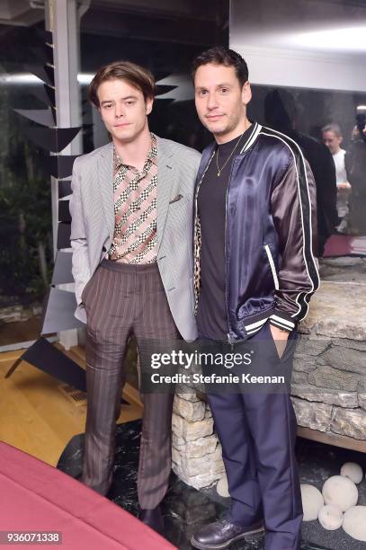 Charlie Heaton and David Alhadeff attend FENDI x Flaunt Celebrate The New Fantasy Issue at Casa Perfect on March 21, 2018 in Beverly Hills,...