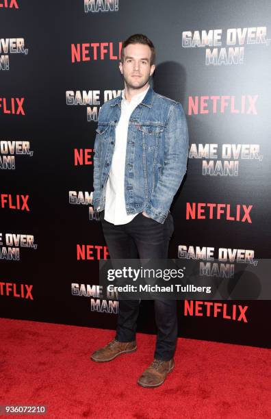Andy Favreau attends the premiere of Netflix's "Game Over, Man!" at Regency Village Theatre on March 21, 2018 in Westwood, California.