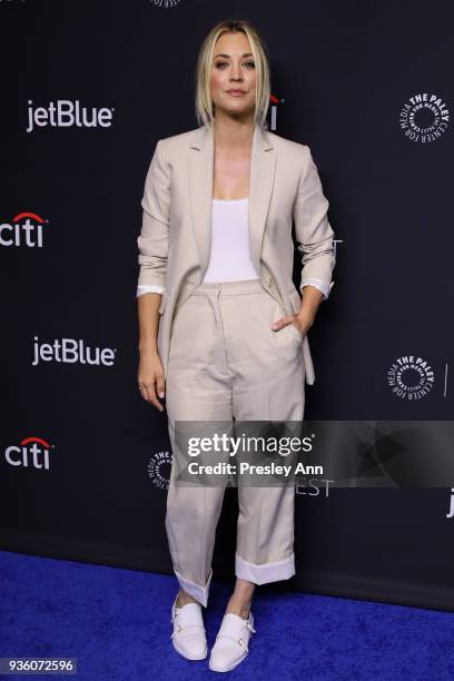 Kaley Cuoco attends PaleyFest Los Angeles 2018 - "The Big Bang Theory" and "Young Sheldon" at Dolby Theatre on March 21, 2018 in Hollywood,...