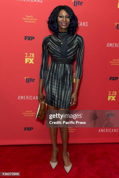 Dominique Jackson attends FX The Americans season 6 premiere at Alice Tully Hall Lincoln Center.