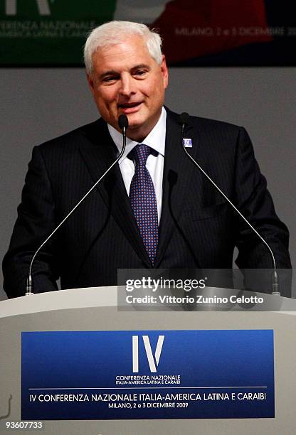 Panamanian President Ricardo Martinelli attends the IV National Conference On Italy - Latin America And The Caraibean on December 2, 2009 in Milan,...