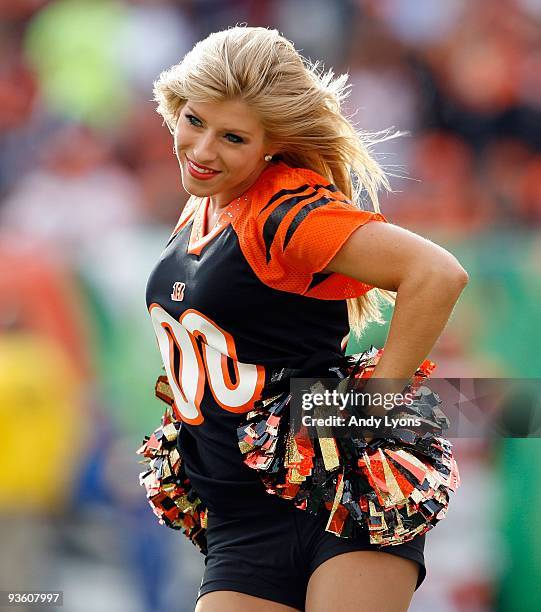 Cincinnati Bengals cheerleader performs during the NFL game against the Cleveland Browns at Paul Brown Stadium on November 29, 2009 in Cincinnati,...