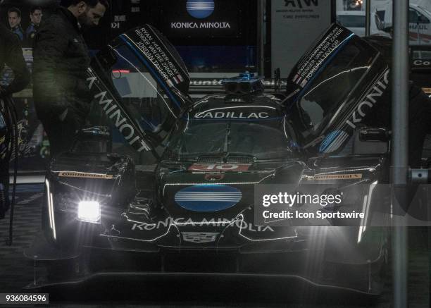 Konica Minolta Cadillac DPi-V.R Drivers Jordan Taylor, Renger Van Der Zande, & Ryan Hunter-Reay during 12 hours of Seabring Race on March 17 2018, at...