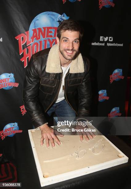 Jake Allyn poses as he promotes the BET television show "The Quad" with a hand-print ceremony at Planet Hollywood Times Square on March 21, 2018 in...