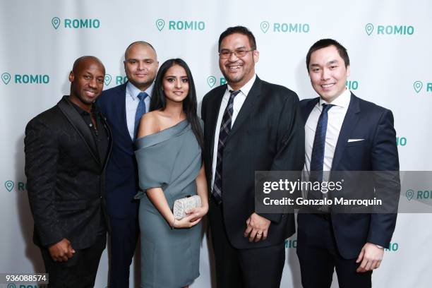 Stephan Rivera, Satwinder Rivera, Sid Dinsay and Eric Ho during the Founder + CEO Tarik Sansal Invites You to Celebrate the Launch of ROMIO event at...